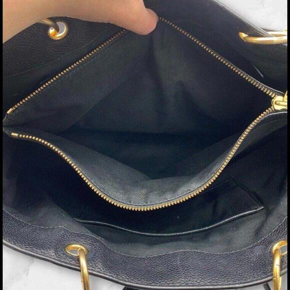 Tory Burch Everly Leather Black Gold Hardware Chain Shoulder Strap Tote Purse - Picture 7 of 7